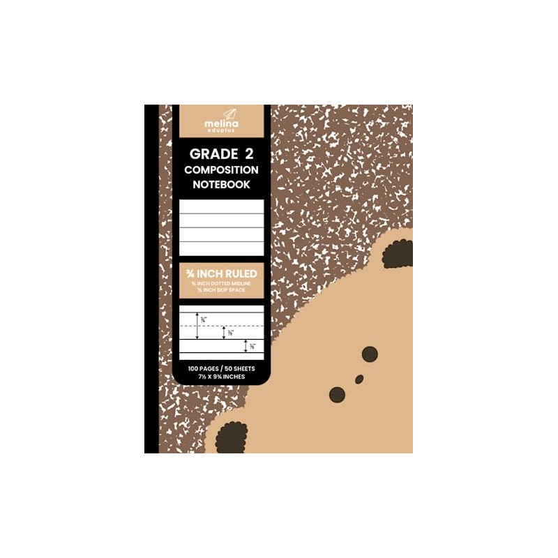 Grade 2 Primary Composition Book, 3/4 Inch Ruled Dotted Midline,