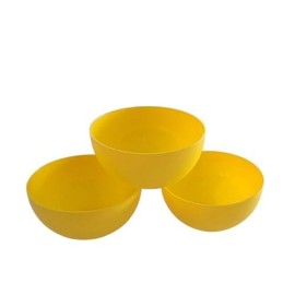 Maison Forine Set of 9 Yellow Bowls, Unbreakable Bowls, Set of 9, Yellow, Diameter 15 cm, Volume 950 ml, Plastic Bowls for BBQ, Party, Picnic, Camping, for Children & Adults