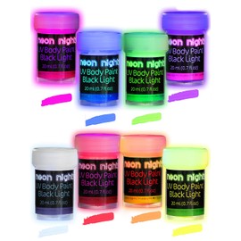 neon nights 8 x Pintura para Tejidos UV Luz Negra Pintura Textiles Lavable Tinte Ropa Camiseta Colores Neón Colorido