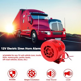 Siren Fire Brigade 12 V 110 dB Motorised Alarm Air Alarm Siren 12 V Electric Car Truck Motorcycle Driven Air Attack Siren Horn Alarm Loud 50s Red