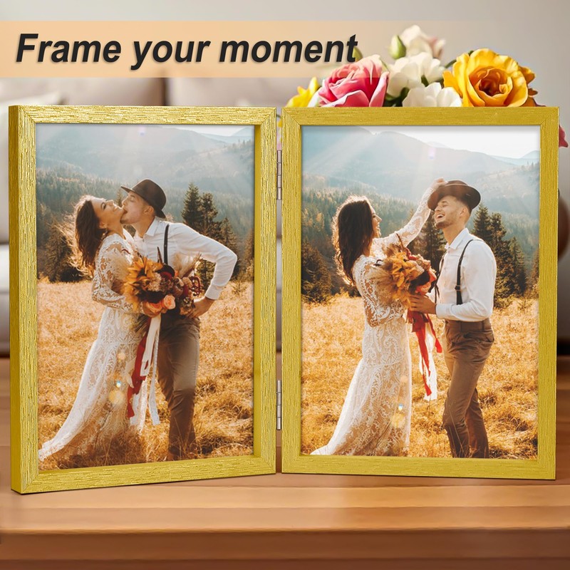 AEVETE 8x10 Picture Frames Double Hinged Wood Folding Photo Frames