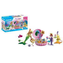 Playmobil 71446 Princess Magic: Mermaid Birthday Party, cheerful celebration with two mermaids and colourful gifts, fun imaginative role-play, artistic play sets suitable for children ages 4+