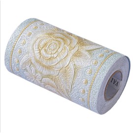 5 Meters Royal Peony 3D Peel and Stick Waterproof Wall Border Easy to Apply Kitchen Bathroom Tiles Stciker 4.2x196.8 inch（Green）