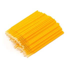 Hillento 400 PCS Disposable Cotton Swabs, Eyelash Extension Disposable Tattoo Makeup Brushes Cotton Swabs Stick with Plastic Handle, Yellow