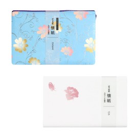 Kamiiso Sansho Kimono Beauty Iyo Washi with Case (1 Piece), Set of 2, Cosmos Rose, Kaishi, 6.9 x 5.7 inches (17.5 x 14.5 cm), Kaishi Set 39
