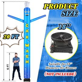VioraWhite 20 ft Tall Car Wash Inflatable Tube Man Wacky Waving Inflatable Tube Guy Dancing Puppet Guy for Outdoor Decoration Advertising Business, Dancer Only, Blower Not Included