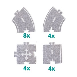 SES Creative 13151 Felt Road Set 20 Pieces - Play Set for Children from 24 Months - Build Road Nets with Puzzle Pieces - Compatible with Toy Cars