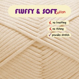Soft Yarn – Crochet & Knitting Yarn, Beginner Yarn with Easy-to-See Stitches, 3 Pack of 250 Yds Amigurumi Yarn, Cotton-Nylon Blend Tshirt Yarn, Worsted Weight Yarn 4, Beige Yarn