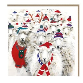 Tracks Publishing Charity Christmas Cards Pack of 5 - Charity Christmas Cards 2024 with a Flock of Festive Sheep Design - Eco-Friendly Xmas Cards Multipack with Envelopes