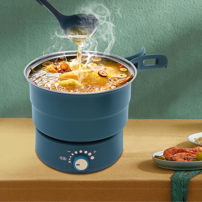 Portable Electric Hot Pot with Foldable Handles, Non-stick Frying Pan,