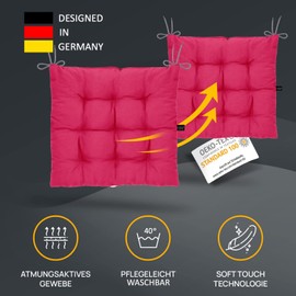 LILENO HOME Set of 1 Chair Cushions 21 Pink (40 x 40 x 6 cm) - Seat Cushion for Garden, Kitchen or Dining Room - UV-Resistant Indoor and Outdoor Chair Cushion as Chair Cushion (Linda FUM)