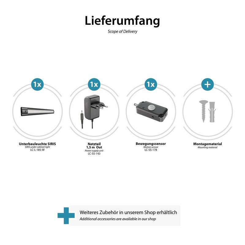 ledscom.de Siris LED Under-Unit Light Matte Black with Power Supply