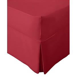 AmigoZone Extra Deep Non Iron Percale 180 Thread Count Fitted Valance Sheet Pleated (King, Red)