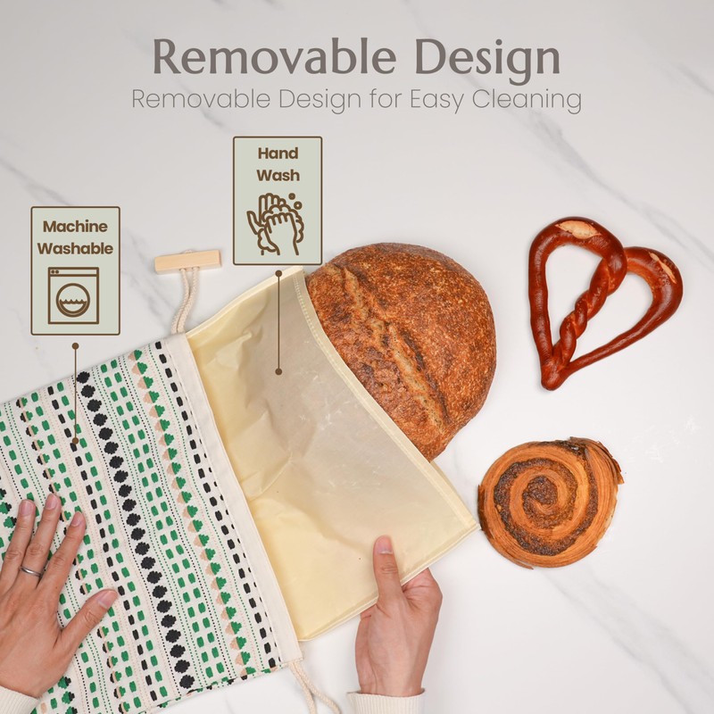JACYAO'S Reusable Beeswax Bread Bags for Homemade Sourdough, 2 Pack