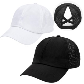 Gelapa 2pack Ponytail Hat, Criss Cross Baseball Cap for Women, Quick DryingSun Running Hat, Adjustable Casquette Toque Femme, Summer Accessories-Black White