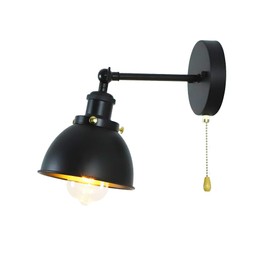 Bagkcopp Industrial Black Wall Sconces Light with Pull Chain Switch,Wall Mount Light Lamp for Kitchen Bathroom Bedroom Vanity Hallway Dining Room (Black-15cm)