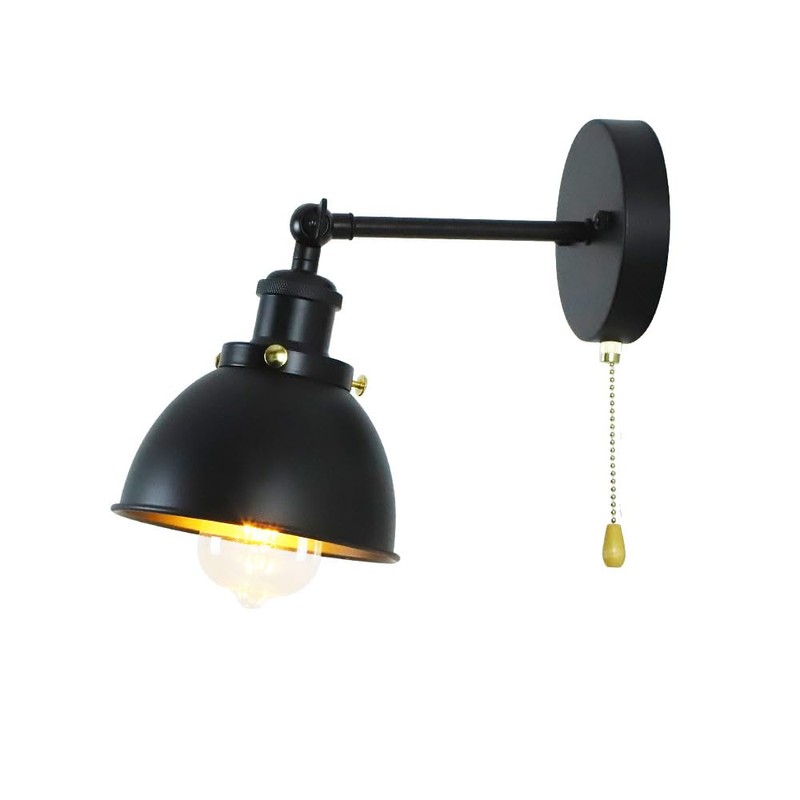 Bagkcopp Industrial Black Wall Sconces Light with Pull Chain Switch,Wall