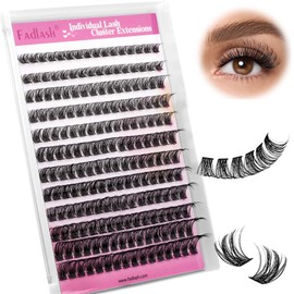 FADLASH Lash Clusters Volume Fluffy Lash Clusters 8-16mm Waterproof Lashes Clusters Comfortable Cluster Lashes DIY Reusable Cluster Eyelash Extensions for Beginners at Home
