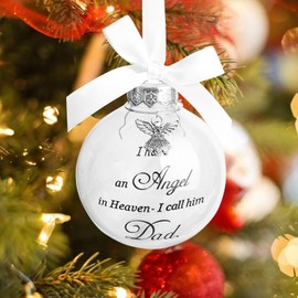 Christmas Memorial Feather Ball - I Have an Angel in Heaven I Call Her/Him Mom/Dad/Husband/Son//Brother/Sister Loss of Loved One Hanging Pendant Xmas Tree Décor Sympathy Gift