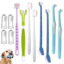 URMYONLY Dog Toothbrush, 360 Degree Finger Toothbrush, Triple Head Toothbrushes,Cleaning Brushes for Dog Cat Oral Dental Health (12 Kit)
