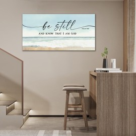 Large Christian Wall Art Be Still and Know That I Am God Pictures Wall Decor Bible Verse Psalm Canvas Painting Print Modern Home Decor Artworks Framed for Living Room Bathroom Master Bedroom 60"x30"