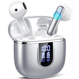 Wireless Bluetooth 5.3 in Ear Headphones with 4 ENC Noise Cancelling Mic Ear Buds, LED Display, Wireless Headphones 52H Deep Bass, IPX7 Waterproof Earphones