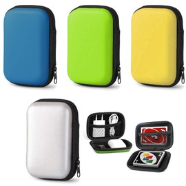 Playing Card Box, Pack of 4 Playing Card Case, Carry Bag for Travel, Card Game Box, Bluetooth Headphones Bag, Case Playing Card Storage, for Cards, Card Games (Yellow, Green, Silver, Dark Blue)