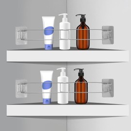 TonGass (2-Pack, 6.7-13 Inches RV Bathroom Corner Storage Bars Camper Bathroom Accessories RV Travel Trailer Shower Corner Storage Bar - Secure Toiletries in Your RV Bath