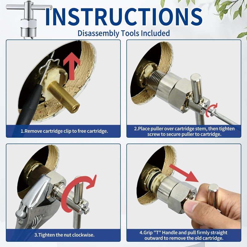 1222 Replacement Valve Cartridge Kit with Puller Tool 104421 for