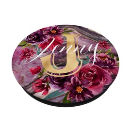 Jenny Initial J Monogram Rose Floral Purple Marble
