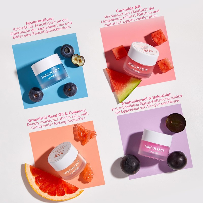 ANRCOLLECT Lip Mask + Lip Scrub, Lip Scrub, 4P Lip