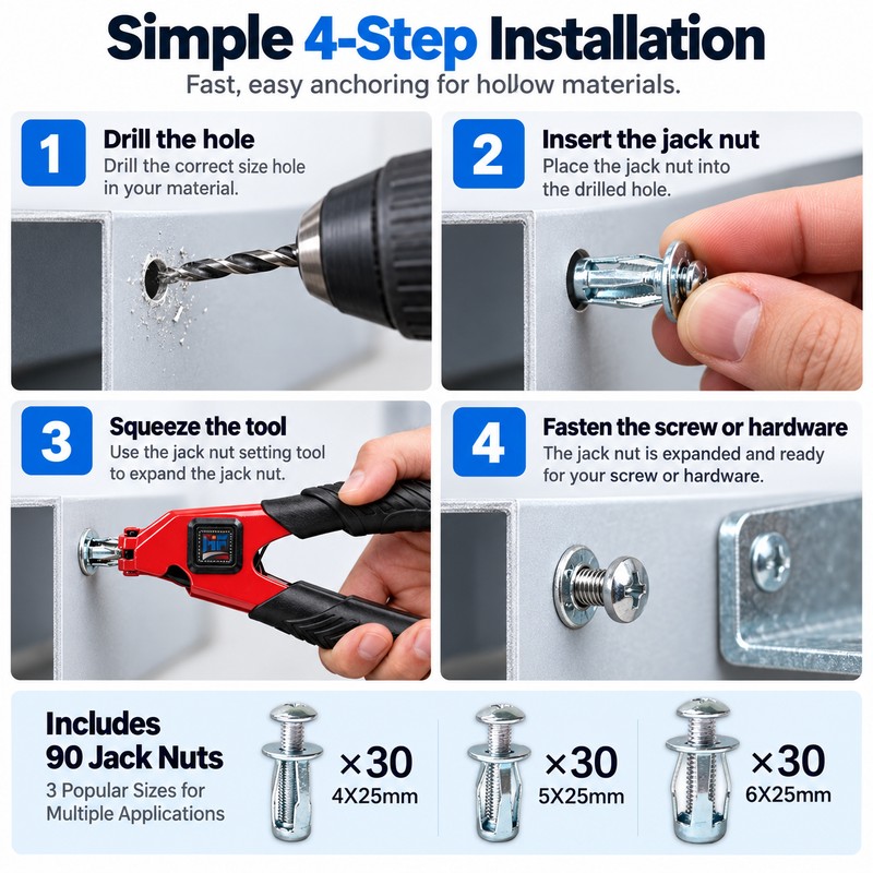 91-Piece Jack Nut & Rivet Gun Set for Metalworking –