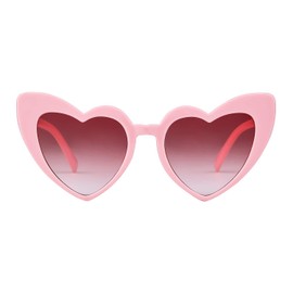 GIFIORE Heart Sunglasses Vintage Retro Oversized Cat Eye Heart Shaped Sun Glasses (Pink Frame Pink Lens)