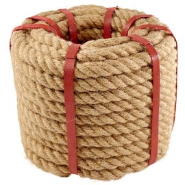 Natural Hemp Rope Jute Rope (3/4 in * 50 ft) Twisted Manila Rope for Hammocks, Swings, Boat Railings.