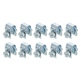 QUARKZMAN Mini Hose Clamp for Fuel Line Clip Adjustable 6-8 mm (0.24 - 0.31 inches) Fuel Injection Line Style Hose Clamp Galvanised Pipe Hose Carrier Pipe Clamps Pack of 10