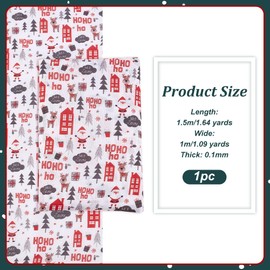 PH PandaHall Christmas Fabric 59 Inch Wide Xmas Santa Fabric Christmas Tree Reindeer Decorative Fabric Waterproof Cartoon Indoor Outdoor Fabric for Gift Packing Sewing Crafting DIY Supplies 1 Yard