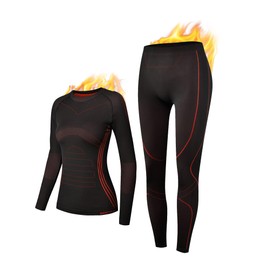 NOOYME Thermal Underwear Base Layer for Women Cold Weather, Long Johns Classic Red