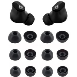 Rqker Ear Tips Compatible with Beats Studio Buds, S/M/L Sizes 6 Pairs Soft Silicone Replacement Tips Earbuds Covers Eartips Compatible with Beats Studio Buds, Black 12