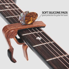 Capo 8Pack Guitar Capo with Pick Holder for Acoustic and Electric Guitar, Ukelele, Bass, Banjo RoseWood