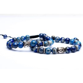 Wonder Care Lapis Lazuli Natural Gemstone Yoga Meditation Beads Bracelet Wrist Band Unisex Adjustable Rakhi Gift (Pack of 2)