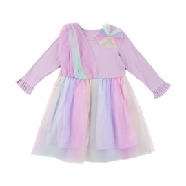 Little Bitty Kids Princess Dress Long Sleeve Rainbow Puffy Tutu Party Fairy Dresses for Girls 3-4 Years