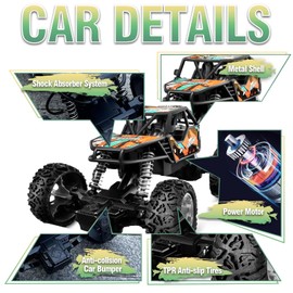 BLUECEDAR RC Racing Car, 2WD High Speed Off Road RC Car with 27 Mhz Remote Control,1:18 Scale RC Monster Vehicle Truck Crawler with One Rechargeable Battery,Gift for Kids and Adults
