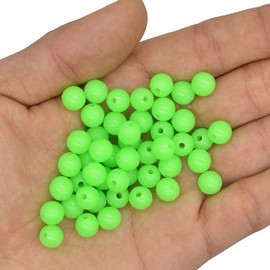 Xinjincang 100Pcs Green Luminous Fishing Beads, 3mm Round Glow in Dark Fishing Lure Baits, Accessories