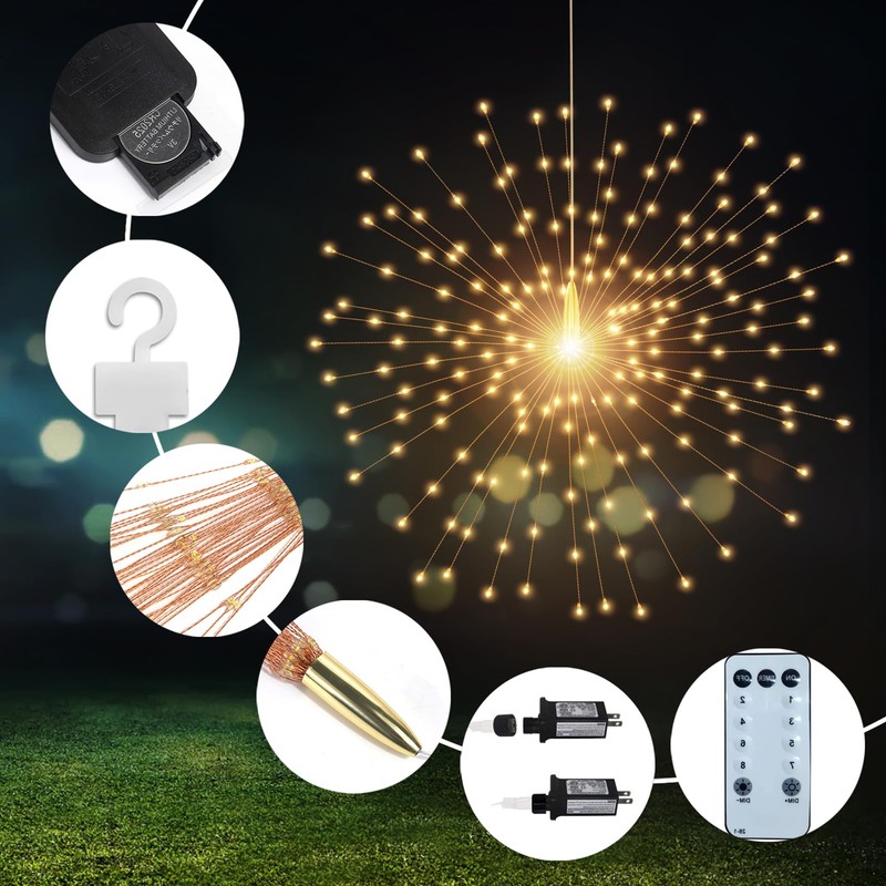 SHUKAN 5 Pcs 1000 LED Plug-in Starburst Sphere Lights, Firework