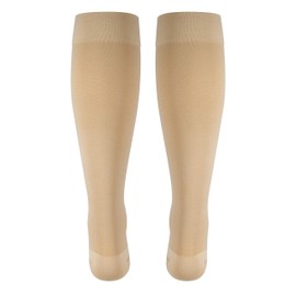 Nuvein Calcetines de compresión para mujeres y hombres, medias de apoyo médico, beige (puntera cerrada), 2 grandes (20-30 Mmhg)