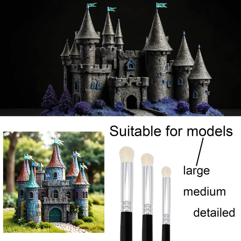 Himmlfel Dry brush Set，3 Size Dry Brush Miniature Painting，Professional Dry