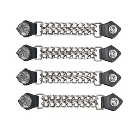 GARGOYLE BELLS Motorcycle Vest Extenders, Genuine Leather Double Chain Vest Extenders for man (4 pcs)