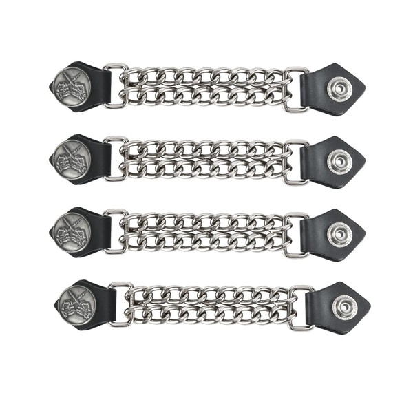 GARGOYLE BELLS Motorcycle Vest Extenders, Genuine Leather Double Chain Vest