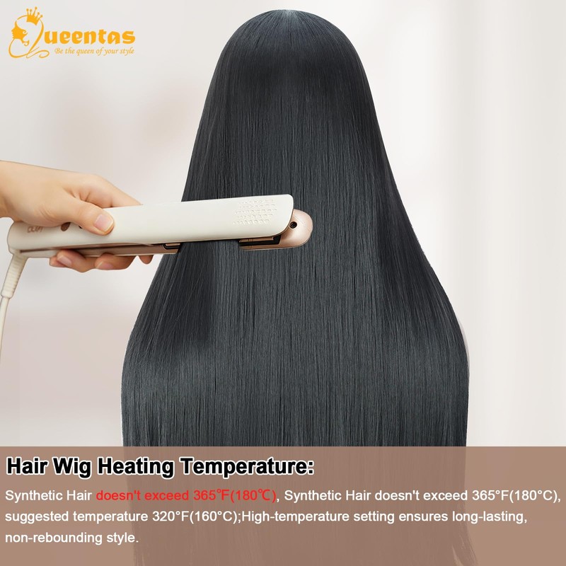 26 IN Straight Headband Wig for Black Women Synthetic Hair