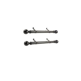 Maykoosh Rustic Romance Set of Two Steel Curtain Rods and Metal Finials, Black, 12-20 Inch - Single Curtain Rods, Drapery Rods, Curtain Rods Set for Windows